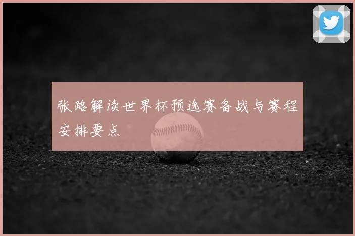 张路解读世界杯预选赛备战与赛程安排要点